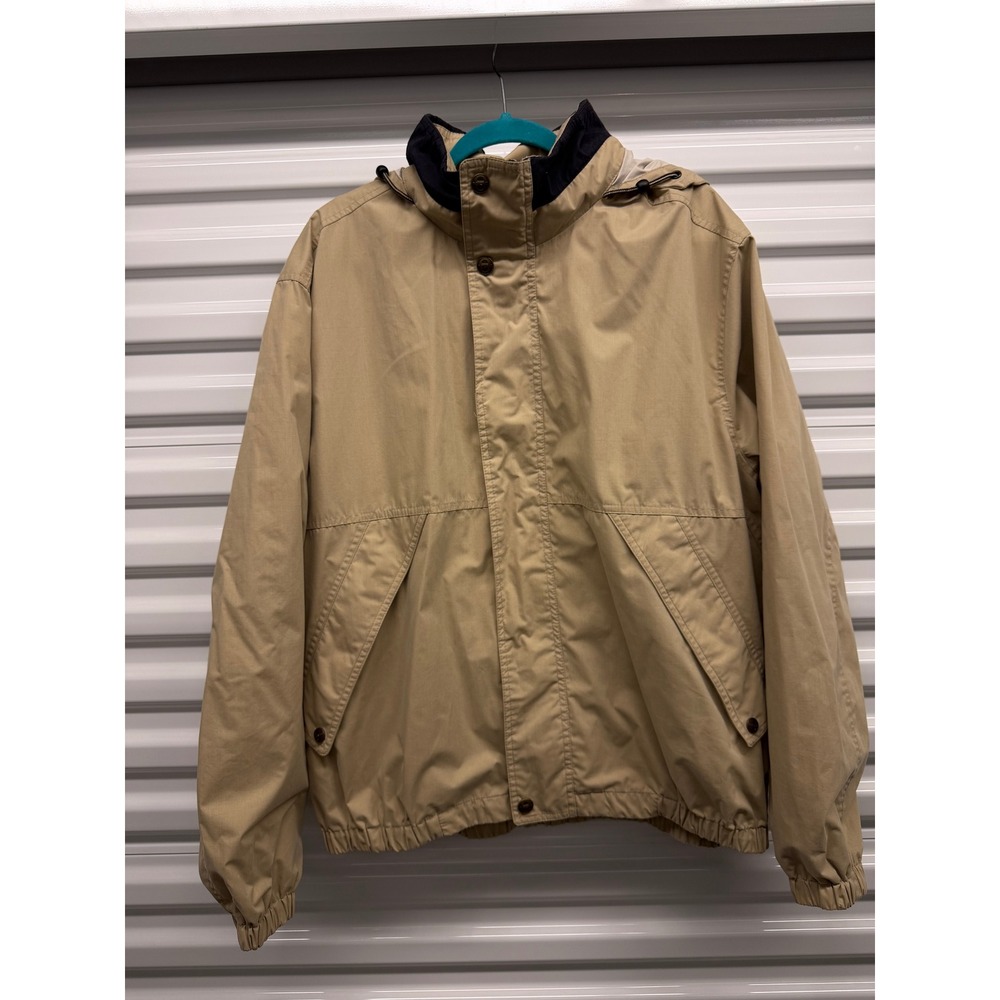 Pacific Trail Outdoor Wear Mens XL Tan Khaki Hooded Windbreaker Jacket Full Zip